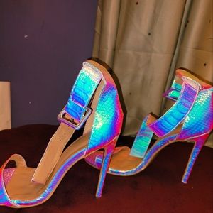 Snake skin holographic heels
